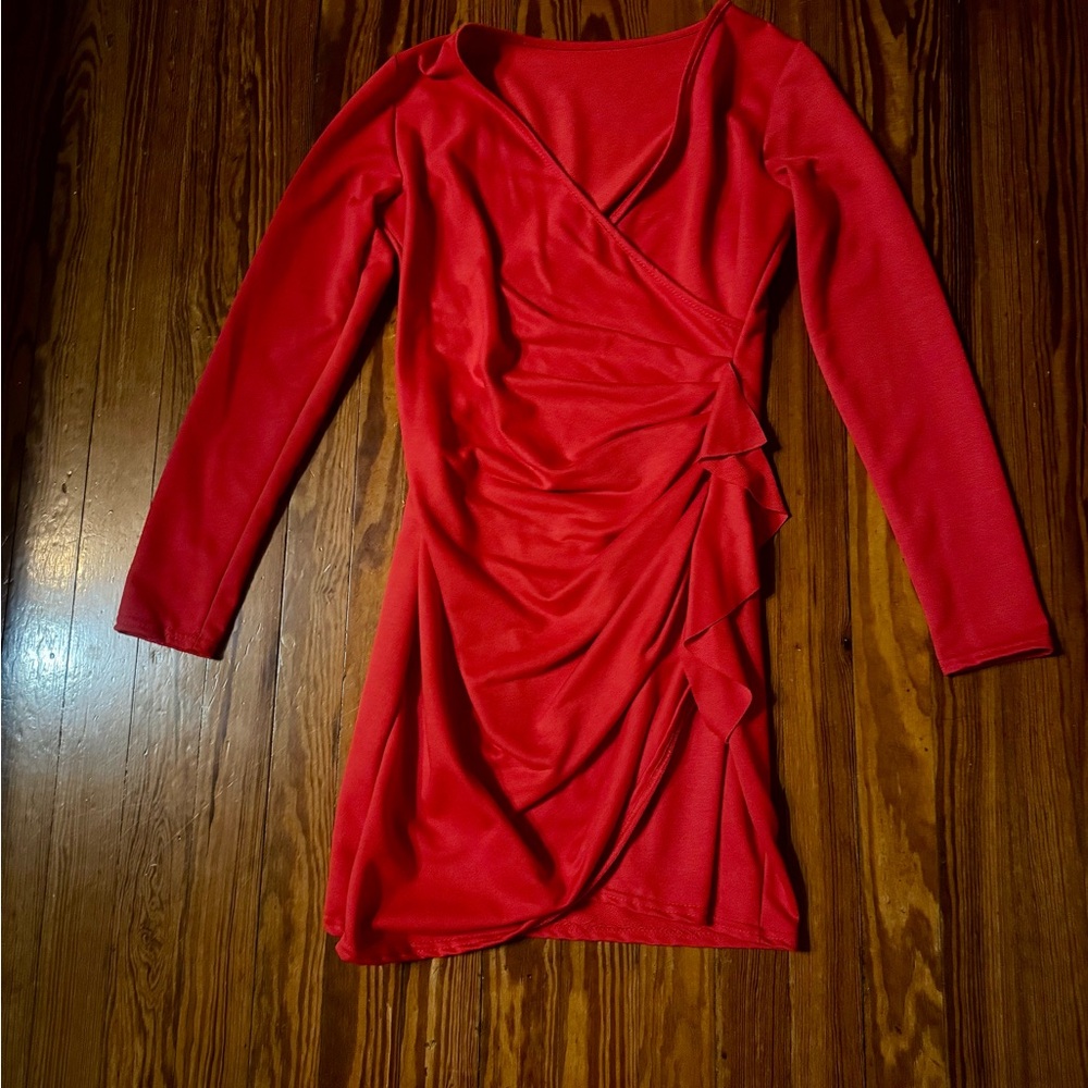 Elegant Red Wrap Dress